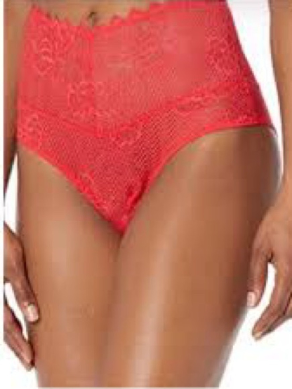 Cosabella High-Waist Lace Briefs in Rosetta Red